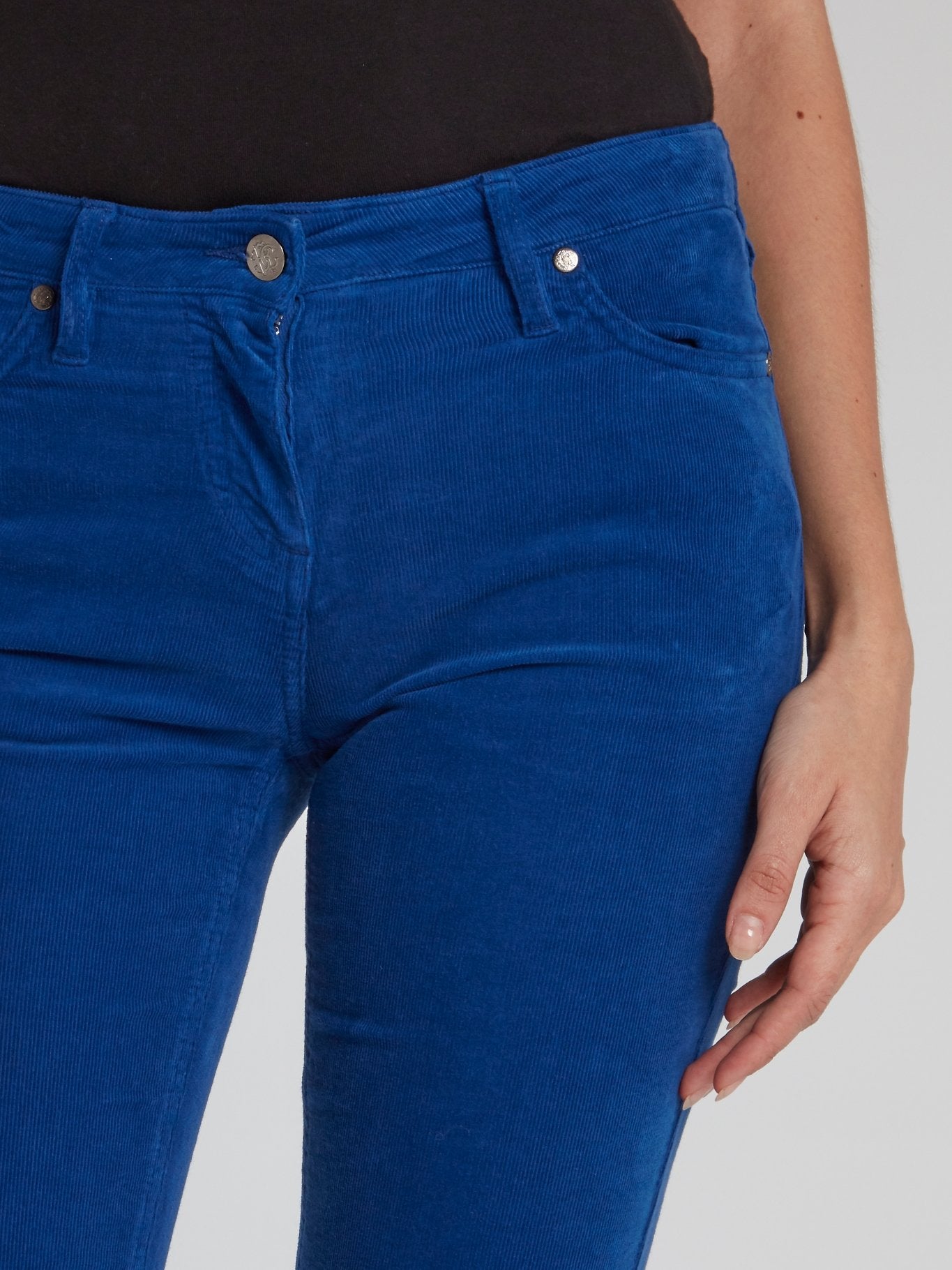 Синие прямые вельветовые брюки