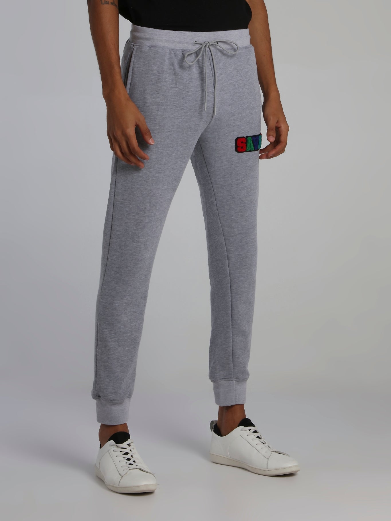 Grey Savage Appliquéd Logo Drawstring Active Trousers – Maison-B