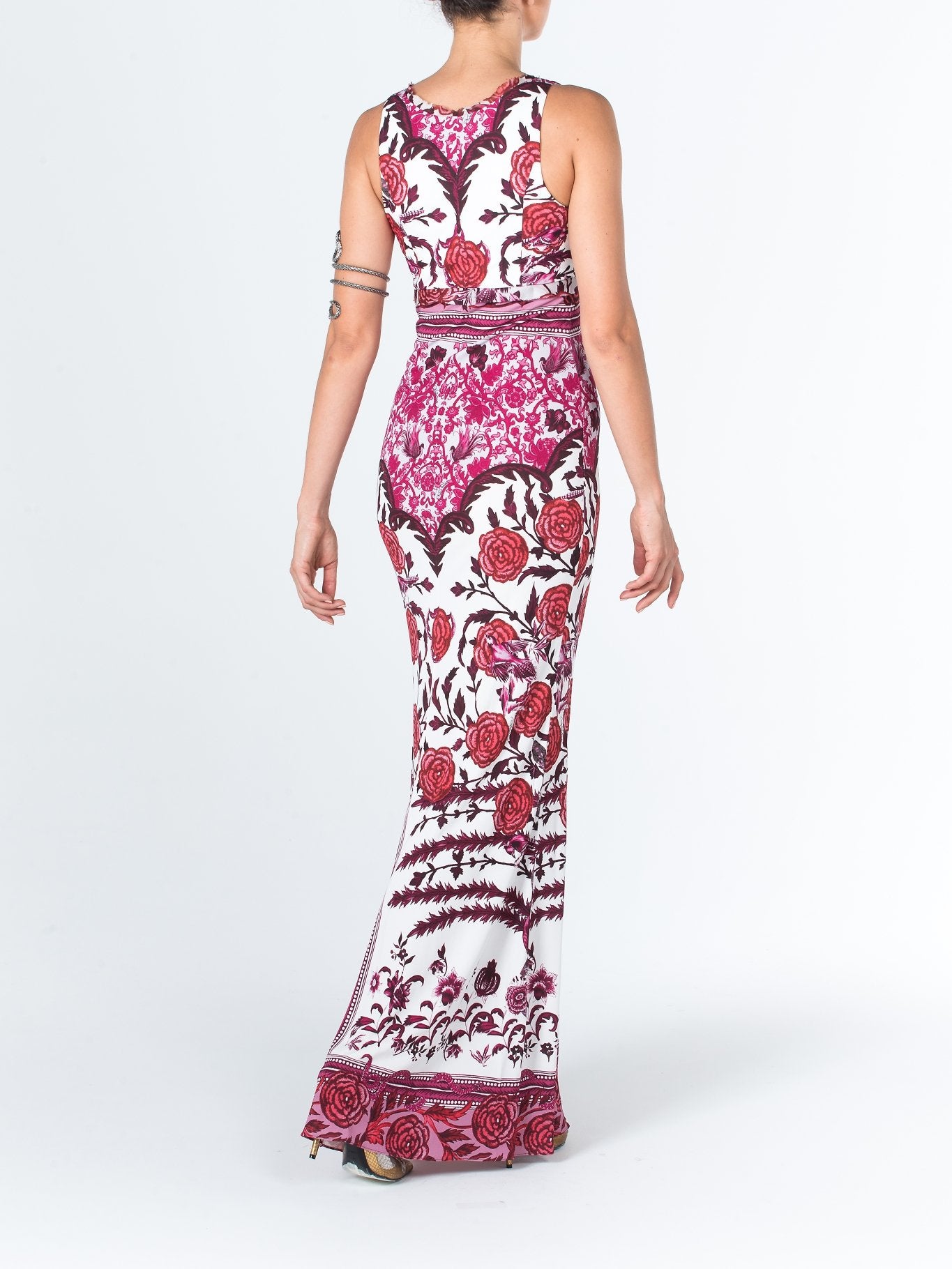 Платье-футляр с цветочным принтом и завышенной талией