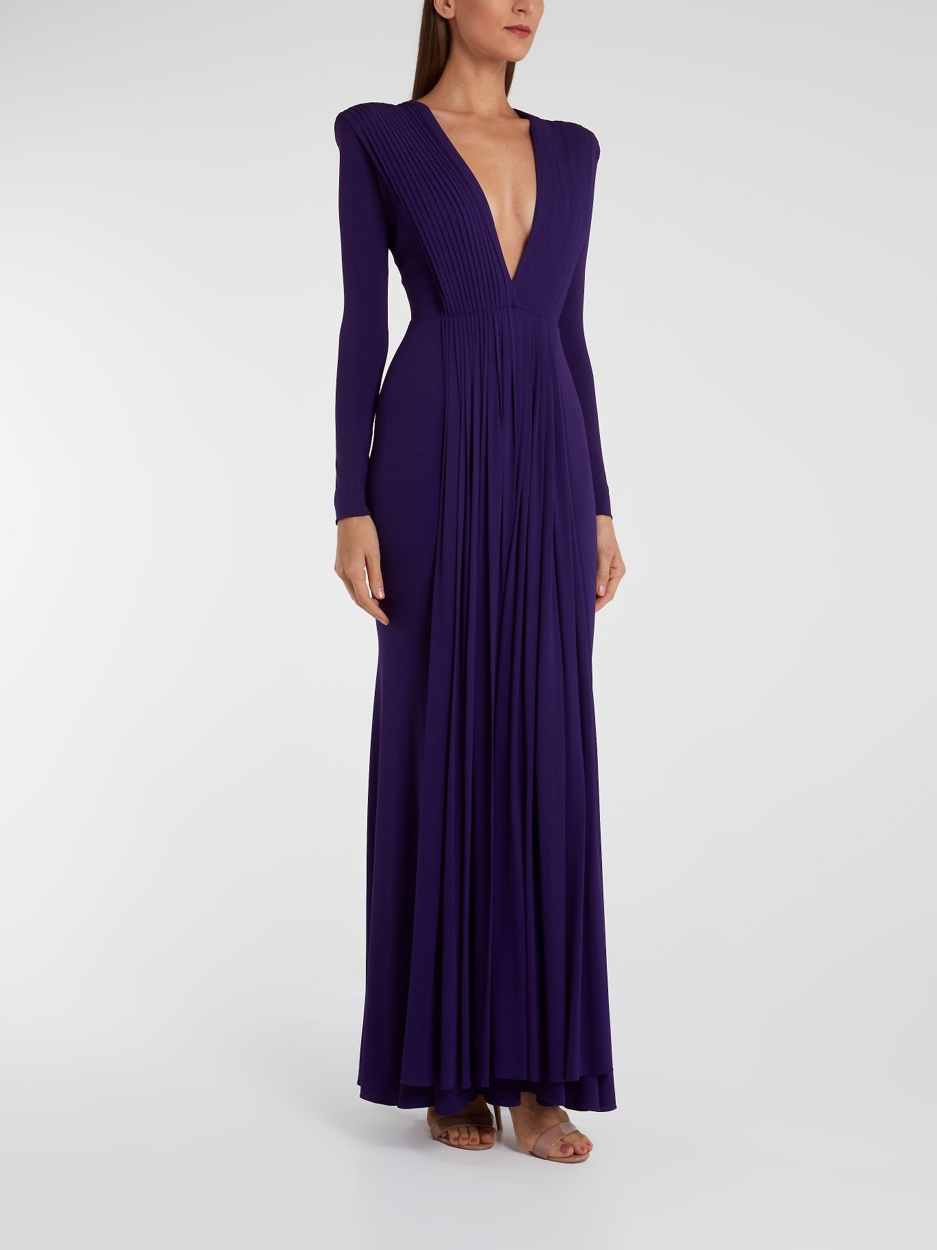 Purple Pleated Long Sleeve Maxi Dress – Maison-B-More Global Store
