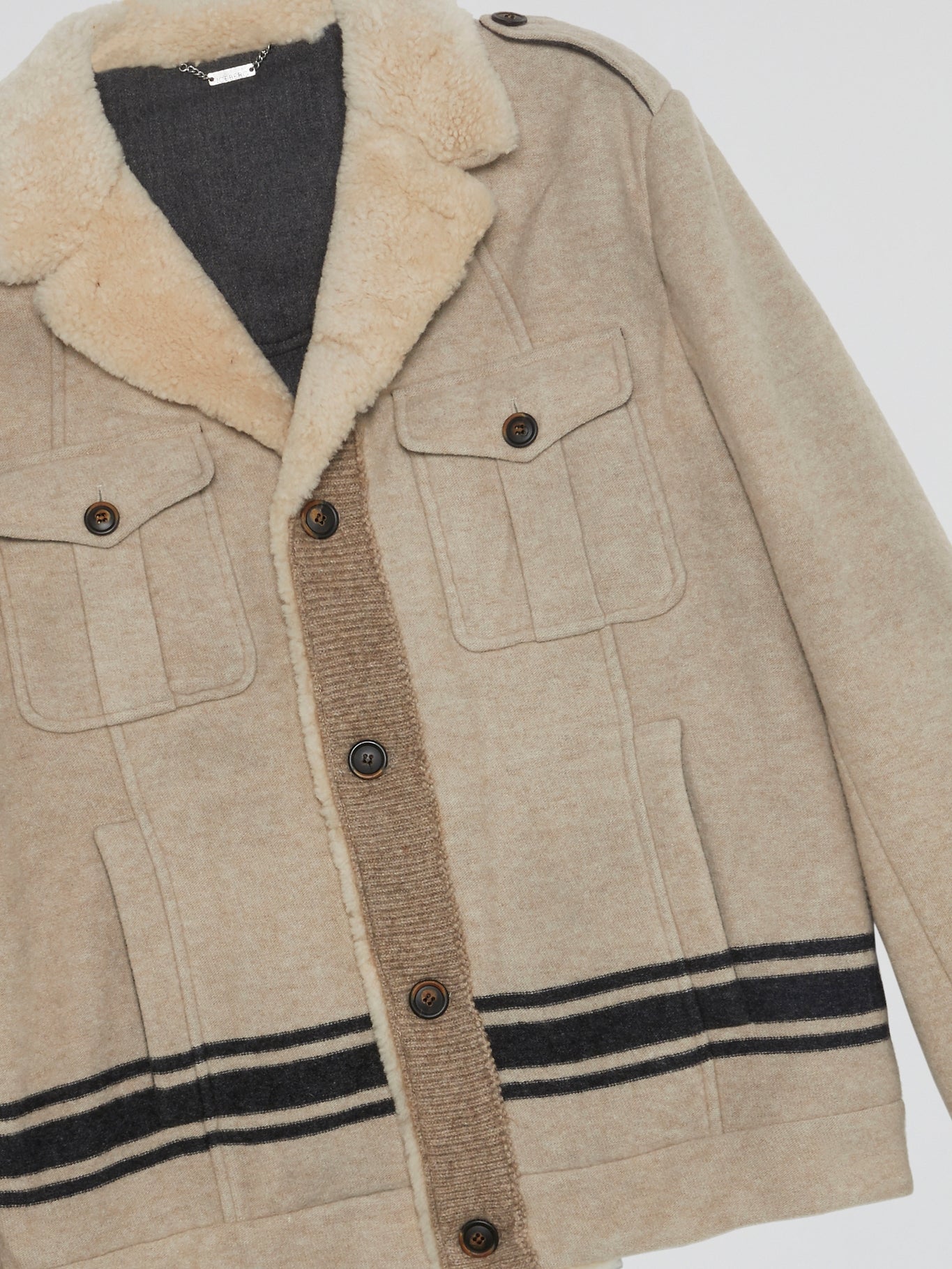Beige Fur Collar Jacket