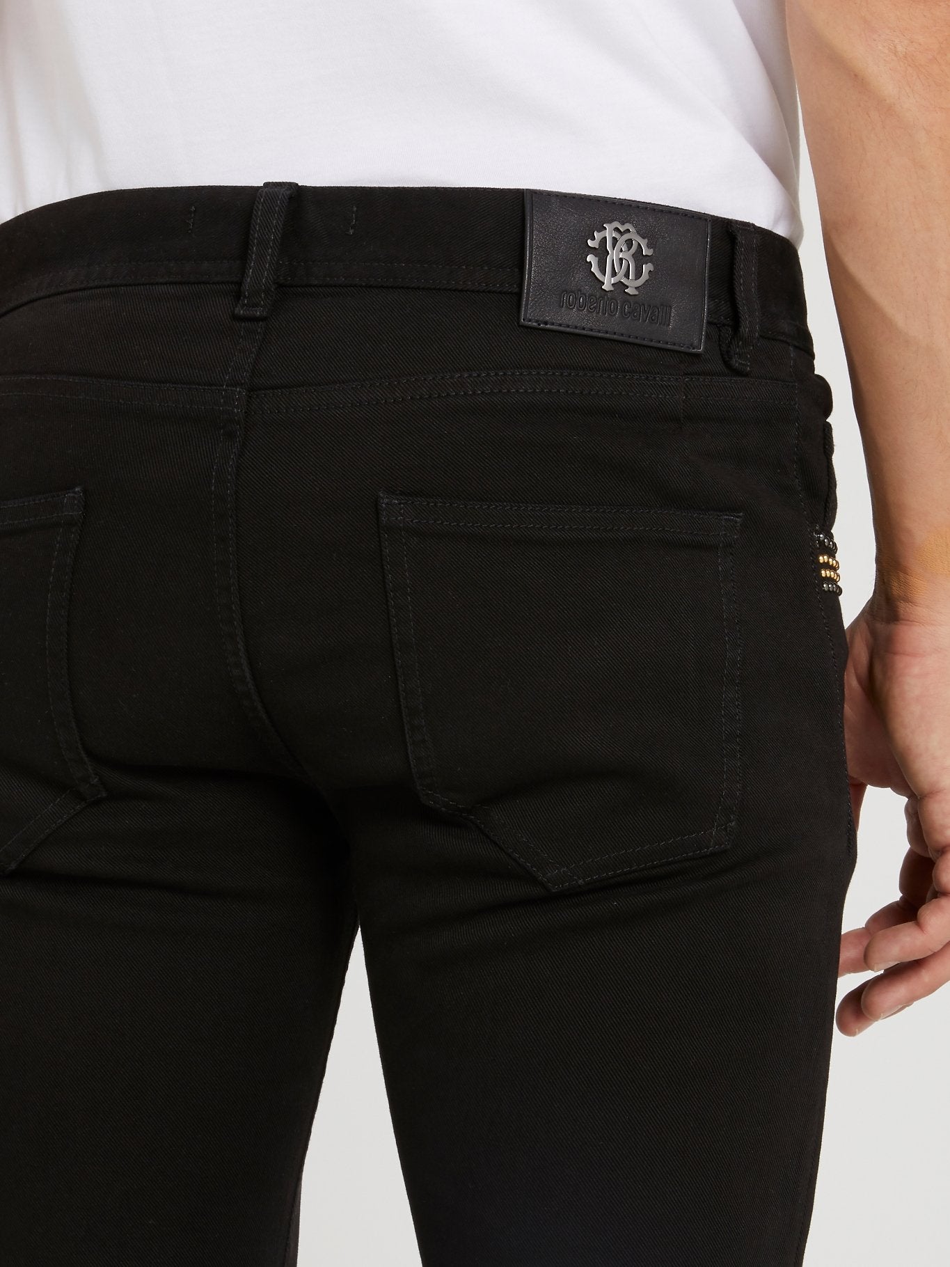 Черные джинсы скинни со стразами