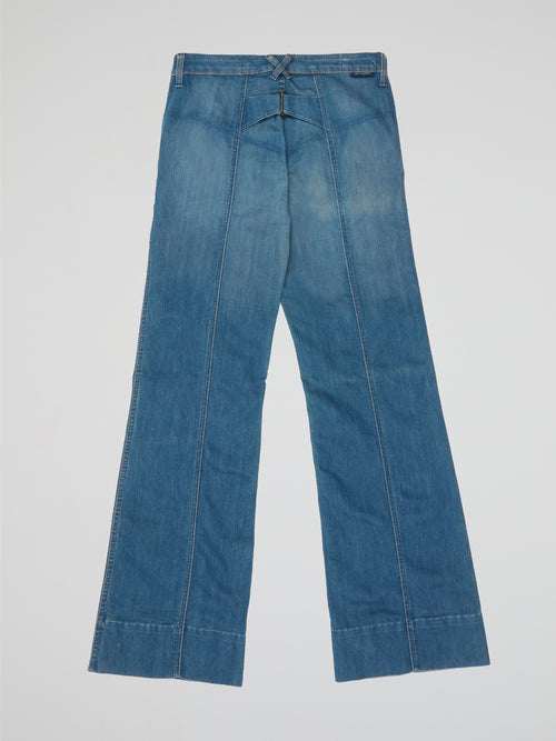 Y2K Curve-Stitch Wide Leg Jeans