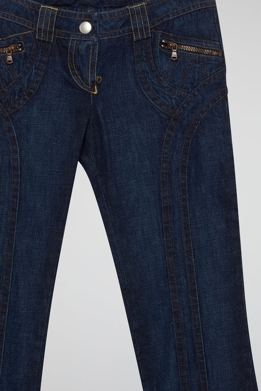 Blue Vintage Stitch High-Rise Denim Pants