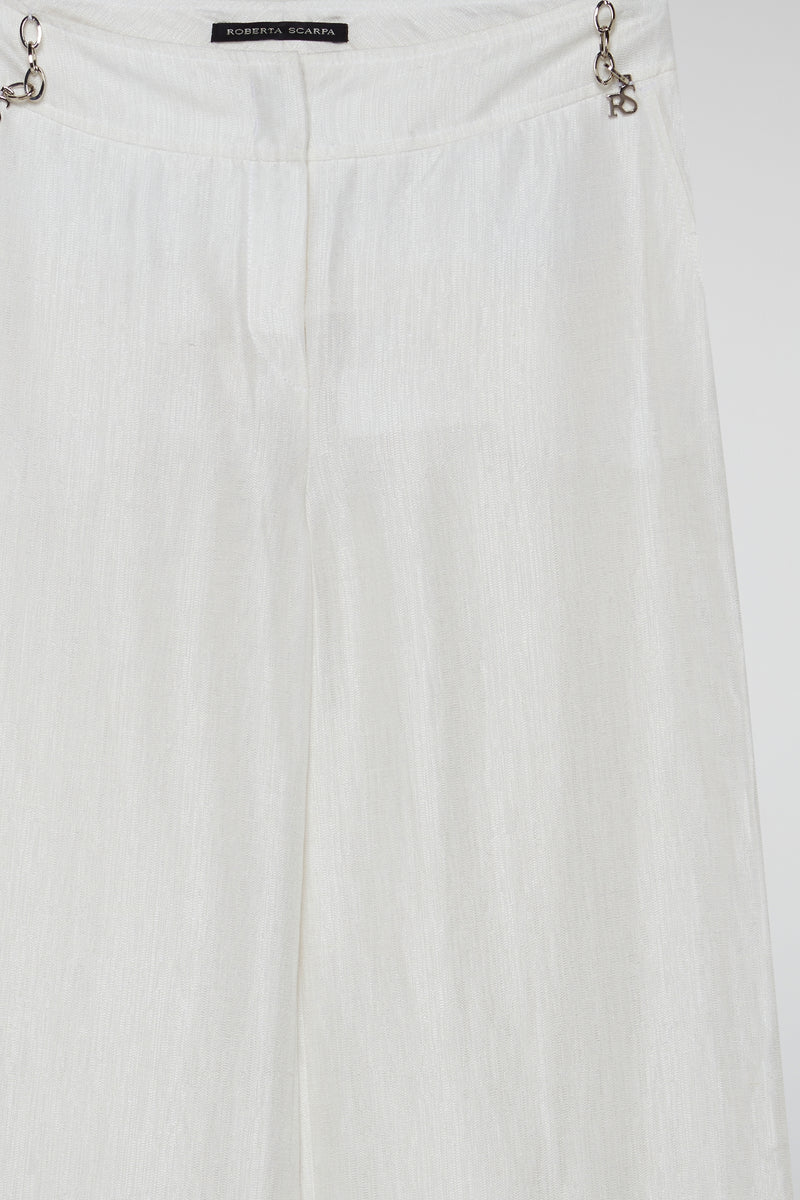 White Ivory Wide-Leg Trousers