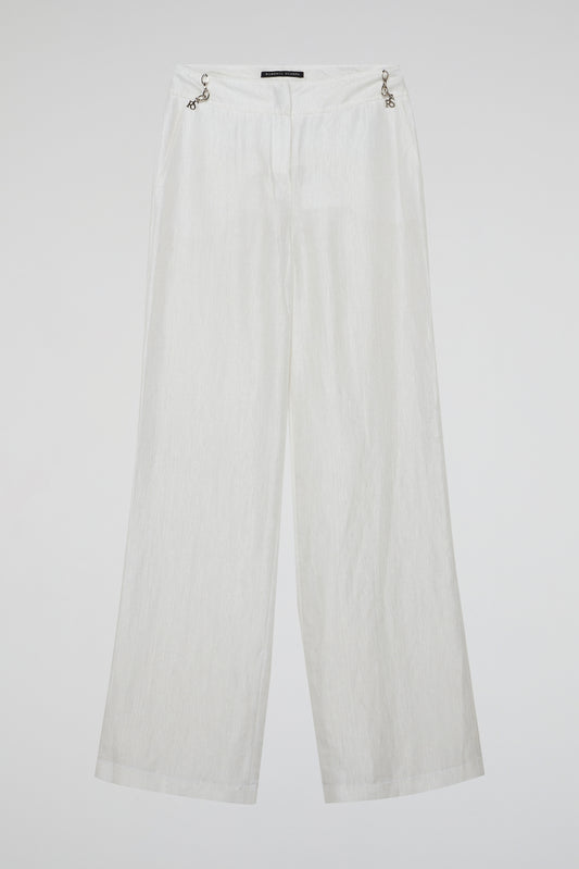 White Ivory Wide-Leg Trousers