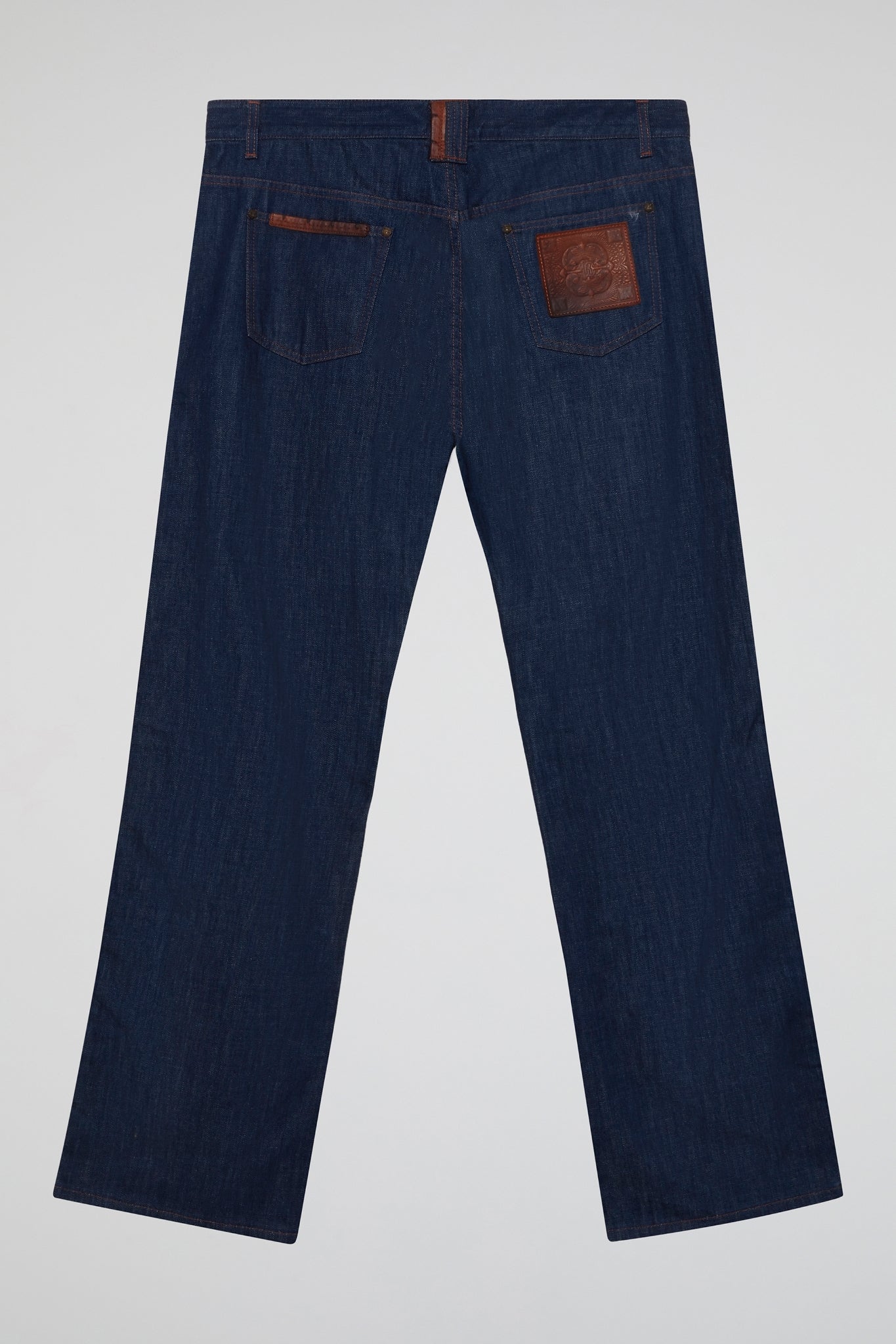 Heritage Relaxed-Fit Denim with Faux Leather Side Trim