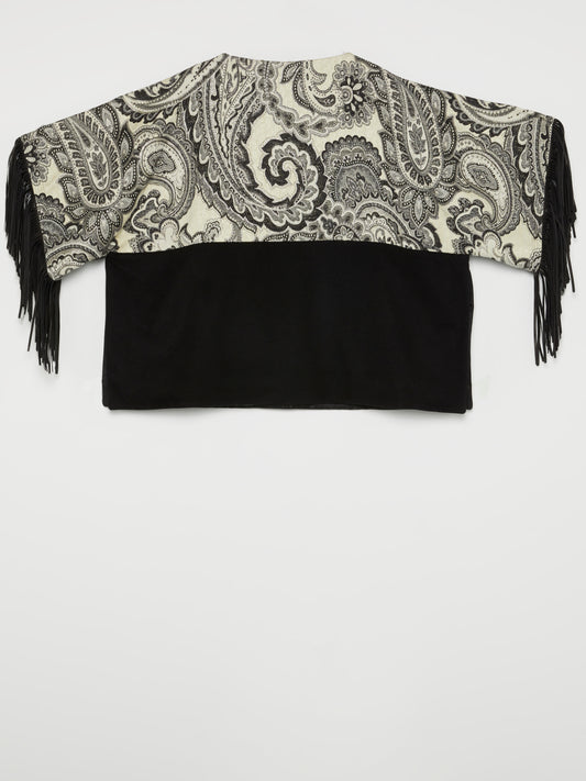 Fringe Sleeve Paisley Top