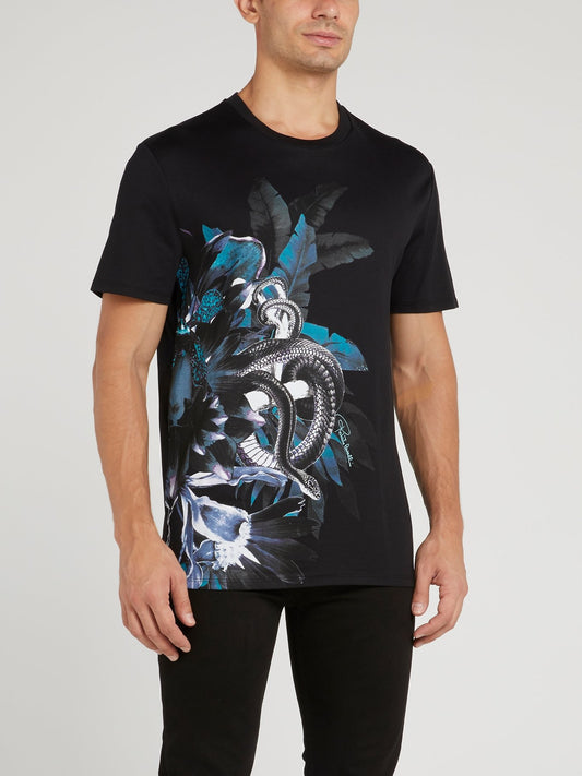 Black Snake Graphic Print T-Shirt