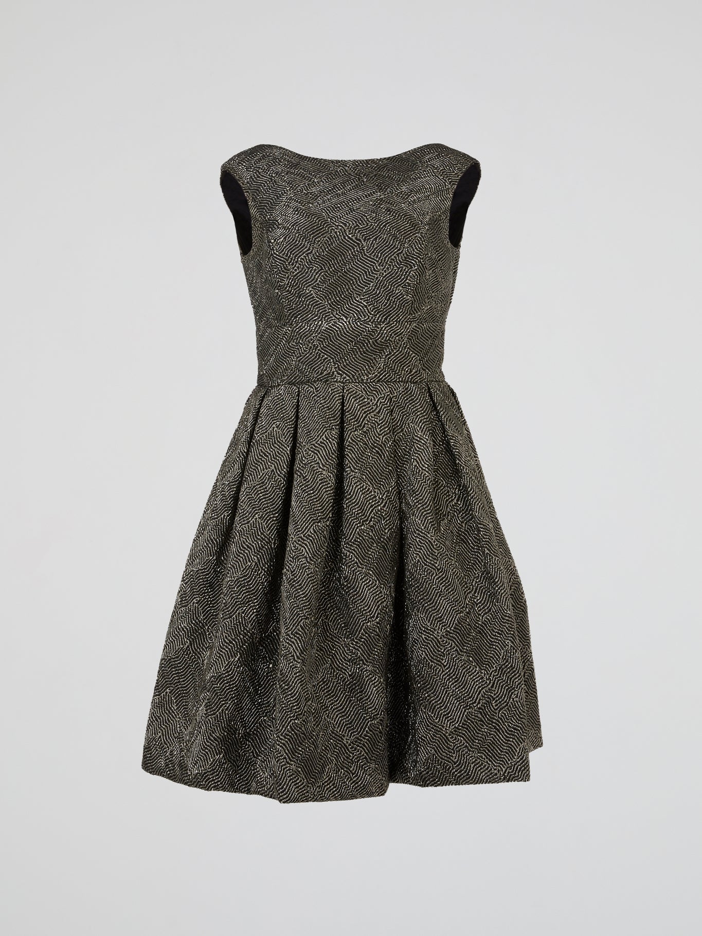Silver Herringbone Jacquard Dress