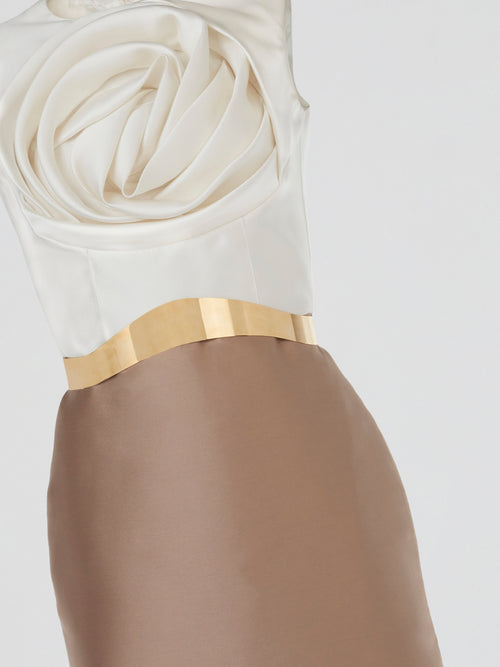 Taupe Satin Sheath Dress