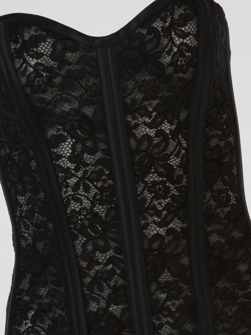 Black Midnight Lace-Up Bustier Corset
