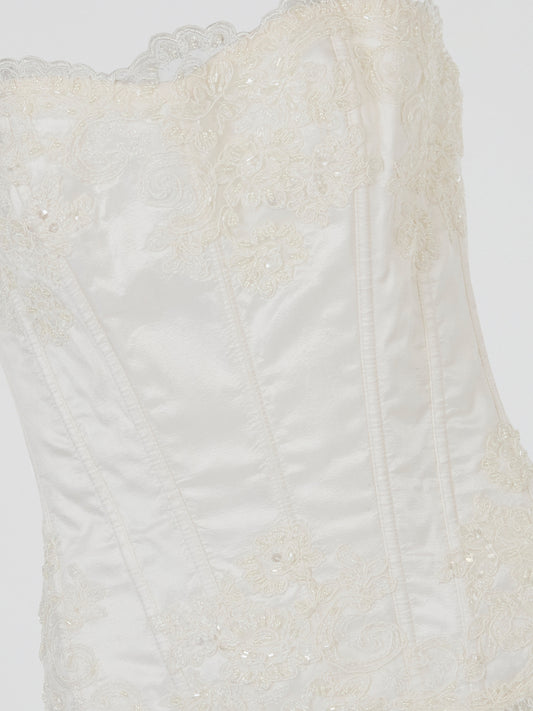 White Pearl Embroidered Corset Top