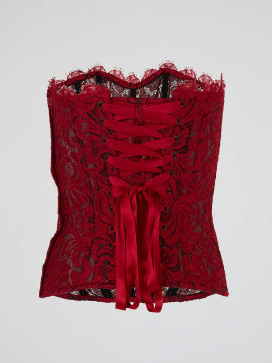 Red Lace Sheer Corset Top
