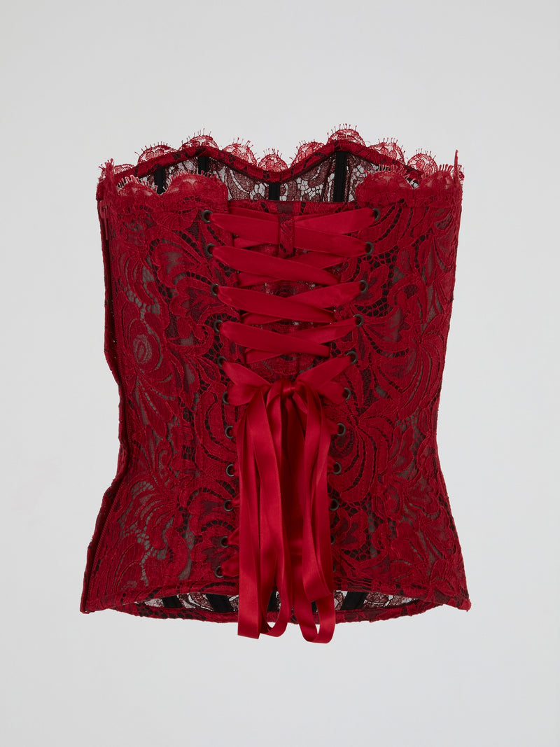 Red Lace Sheer Corset Top