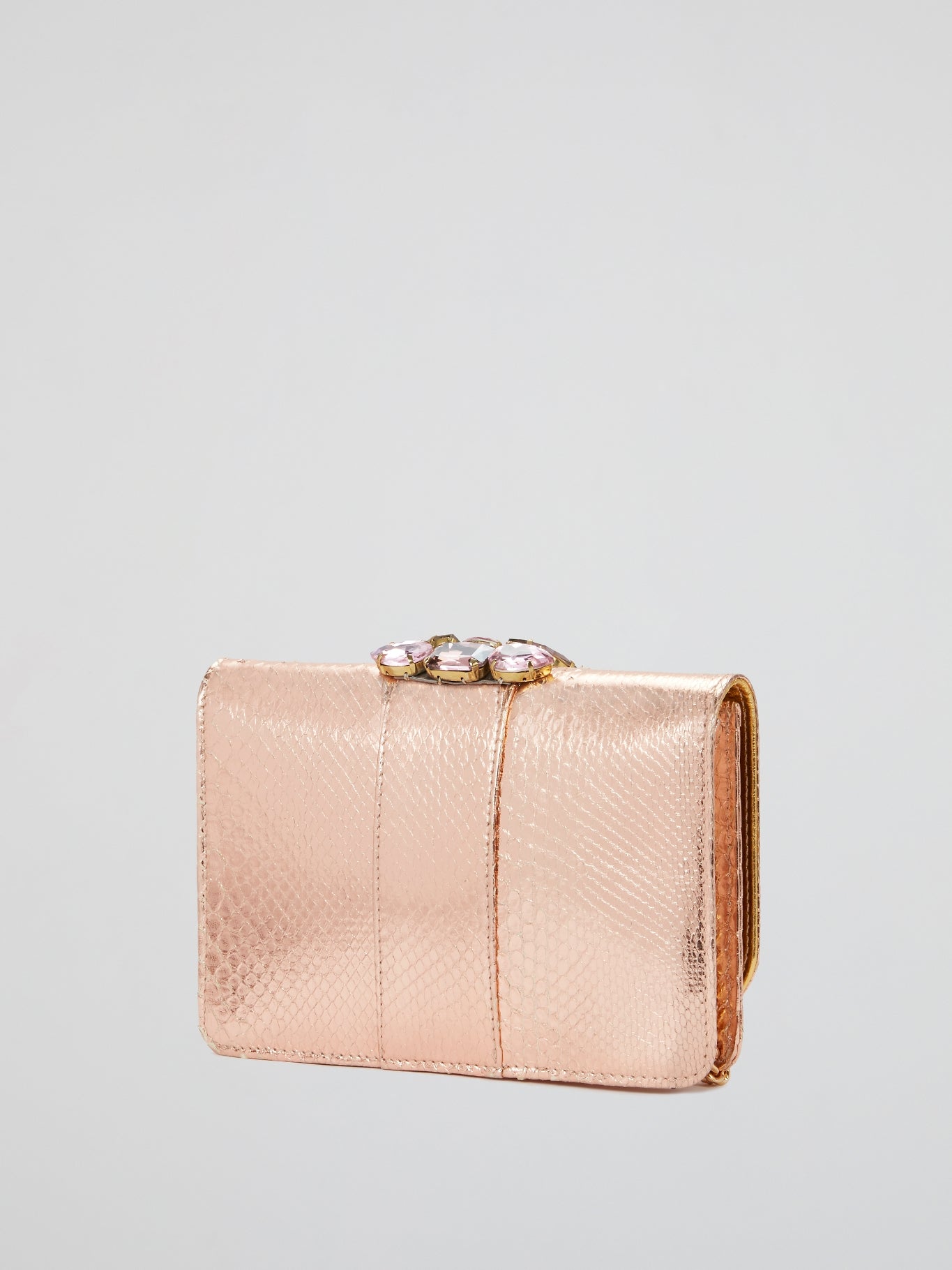 Rose Gold Crystal Embellished Chain Bag