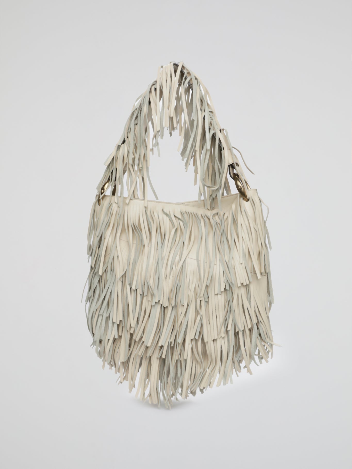 White Fringe Cascade Shoulder Bag
