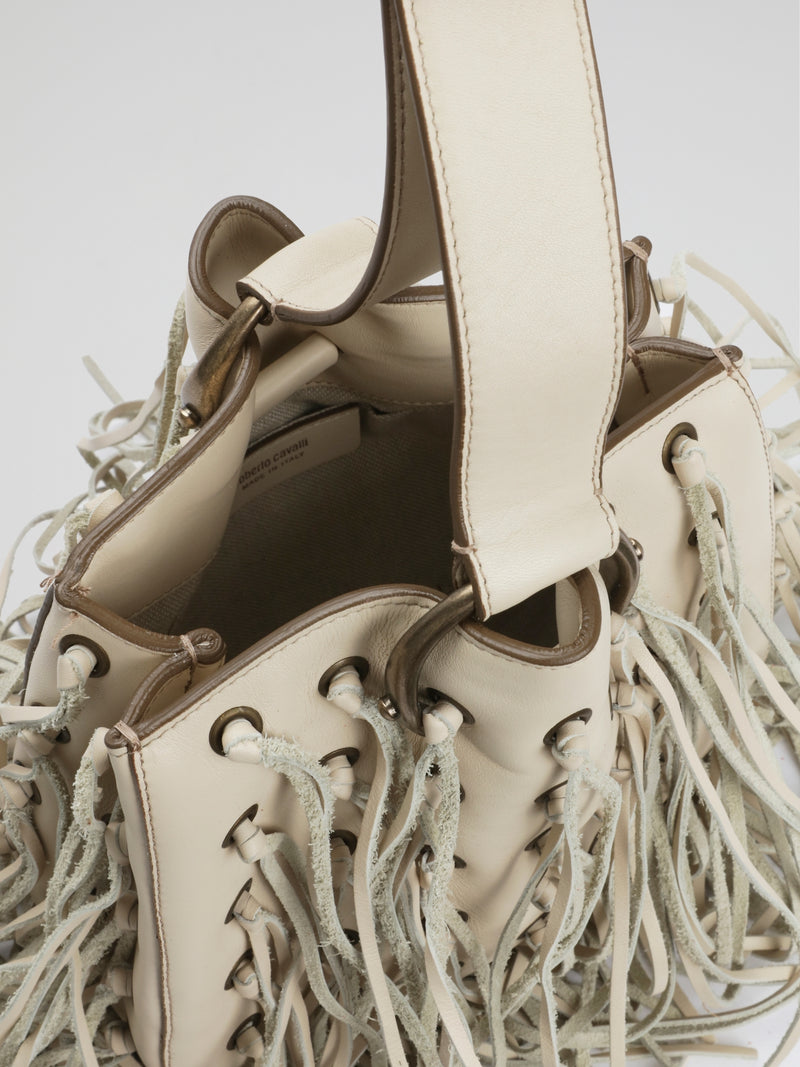 White Ivory Fringe Wristlet Bag