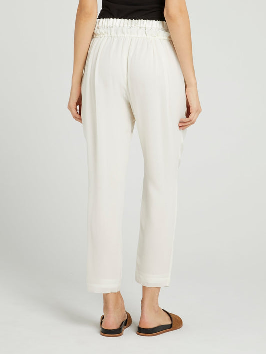 White Cropped Chiffon Pants