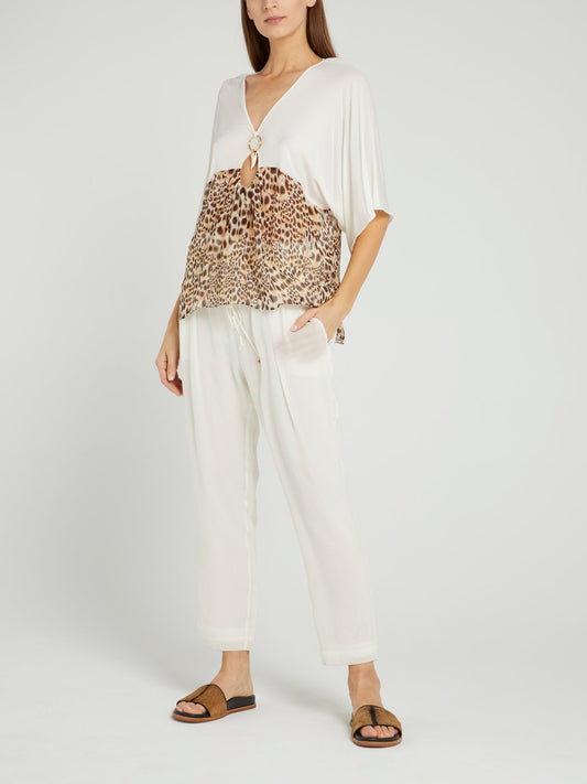 White Cropped Chiffon Pants