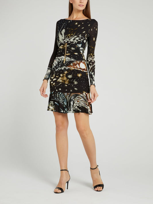 Black Butterfly Effect Bateau Dress