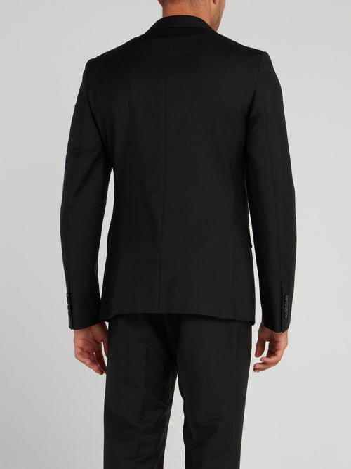 Черный пиджак из шерсти с вышивкой
