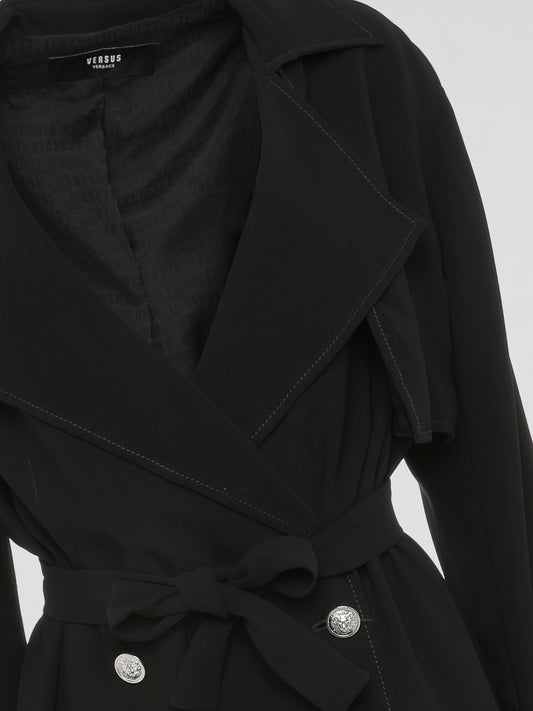 Black Elegance Belted Trench Blazer