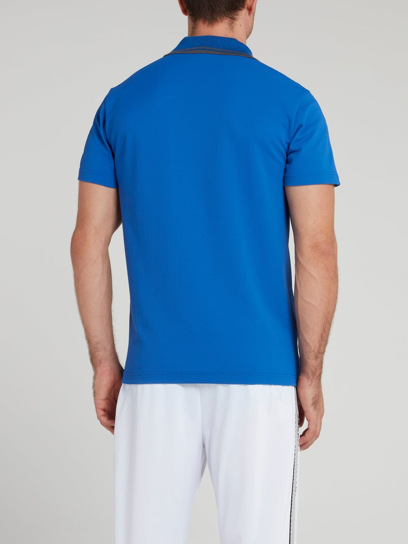 Синяя трикотажная рубашка поло с логотипом