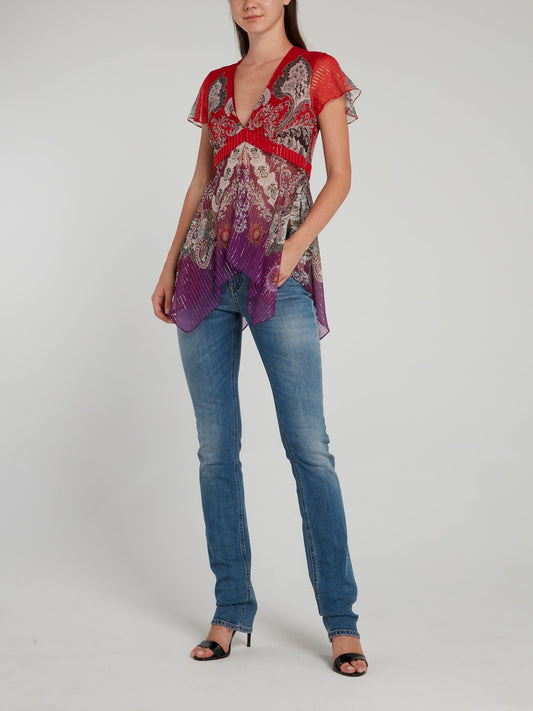 Baroque Print Flared Top