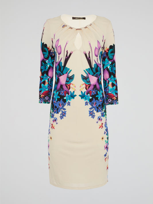 Step into a world of vibrant blossoms with the Floral Print Keyhole Dress by Roberto Cavalli. This exquisite piece transports you to a whimsical garden, where delicate petals dance across the soft fabric, creating a truly captivating ensemble. The keyhole detail adds an alluring touch, ensuring you steal the spotlight wherever you go.