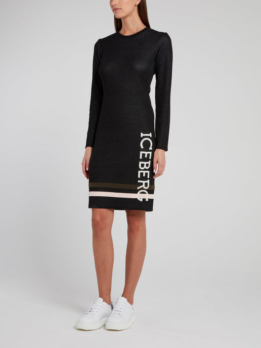 Black Viscose Sweater Dress