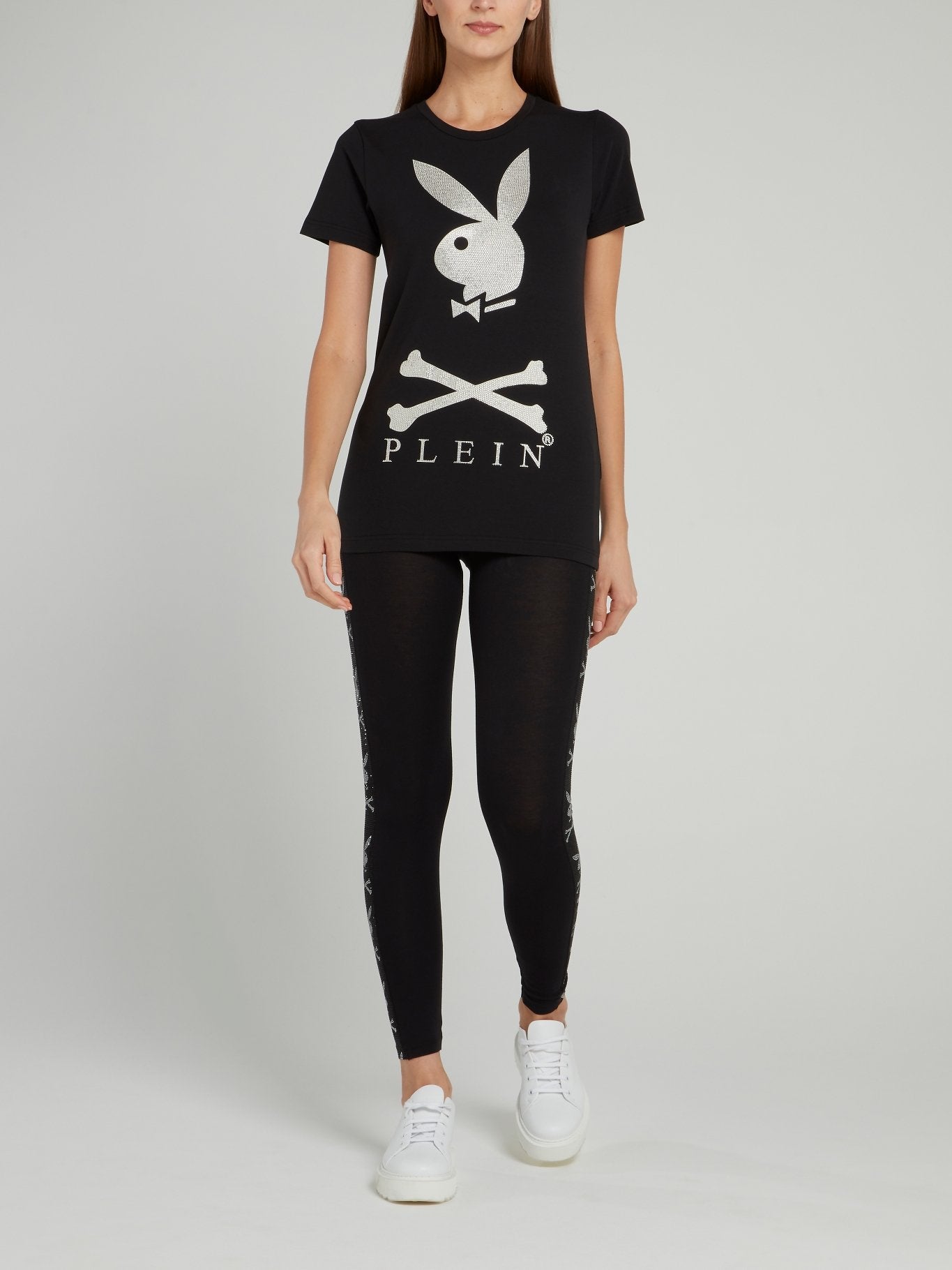 Black Playboy Print Round Neck T-Shirt