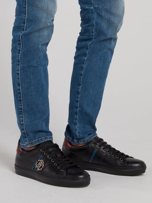 Черные низкие кроссовки с логотипом