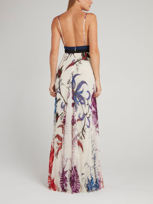 Floral Print Décolleté Maxi Dress