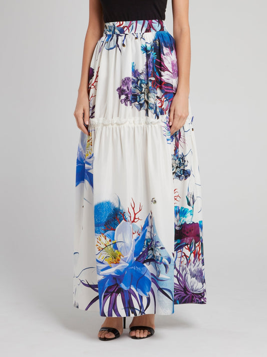 Floral Print High Waist Maxi Skirt