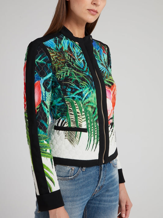 Tropical Print Zip Up Jacket