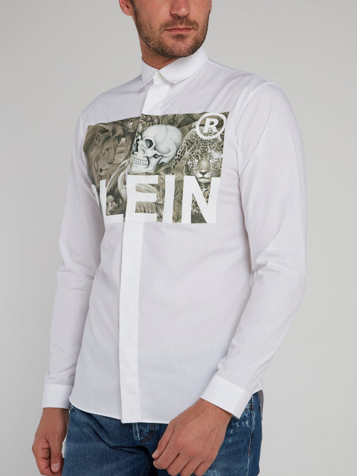 Jungle Print Logo Long Sleeve Shirt