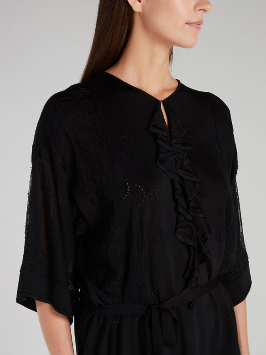 Black Tie Front Cascade Shirt