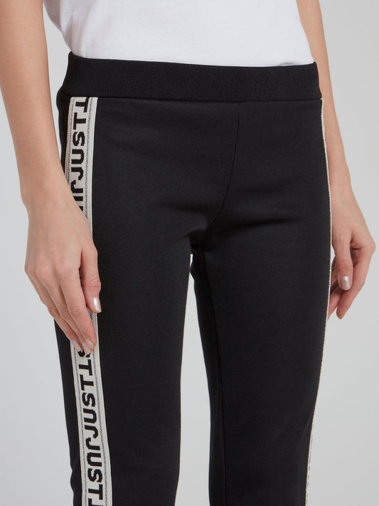 Black Side Logo Waistband Cropped Pants