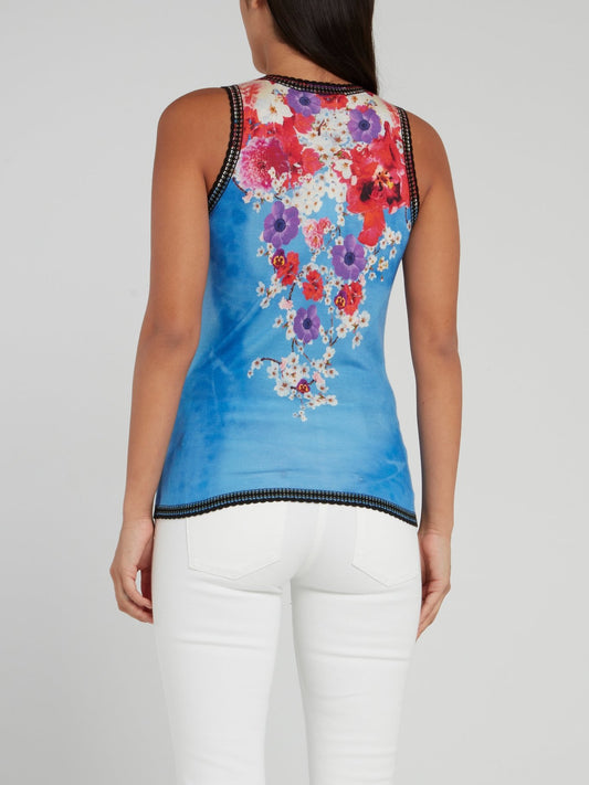 Floral Lace Edge Knitted Tank Top