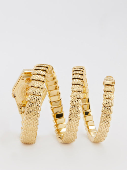 Золотые часы на браслете в форме змеи