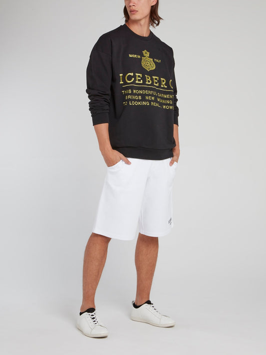 Black with Yellow Logo Embroidered Sweatshirt