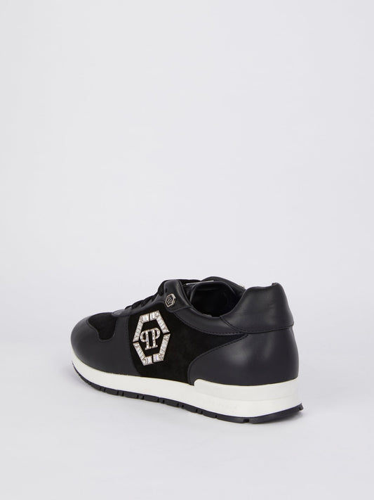 Crystal Logo Suede Panel Sneakers