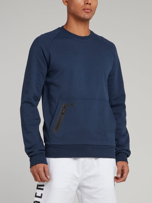 Navy Rear Logo Print Sweatshirt