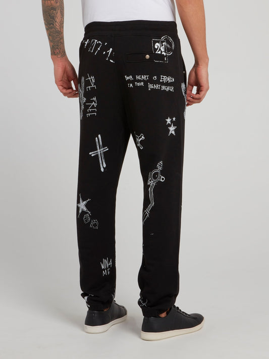 Gothic Doodle Print Trousers