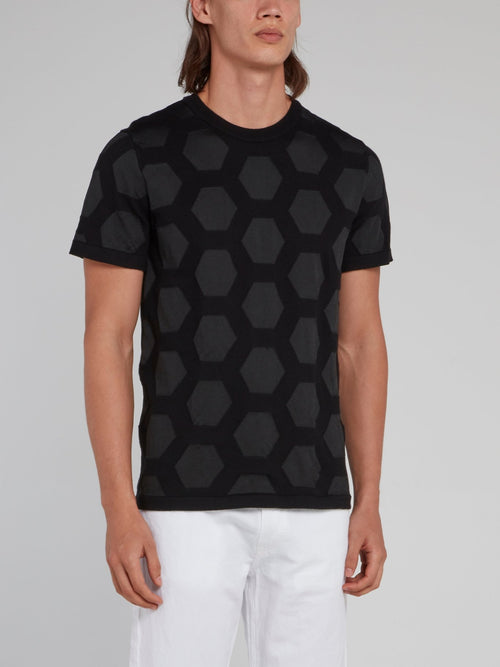 Черная футболка с геометрическим принтом Hexagon
