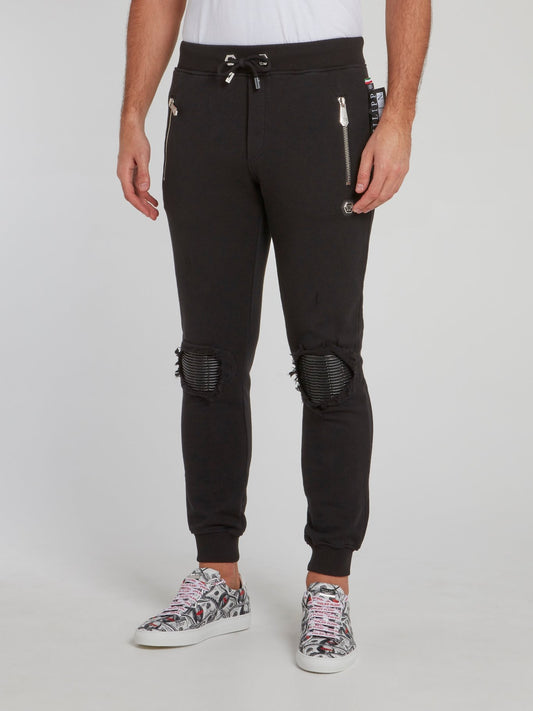 Black Distressed Jogging Trousers