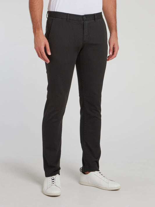 Black Cotton Chino Pants