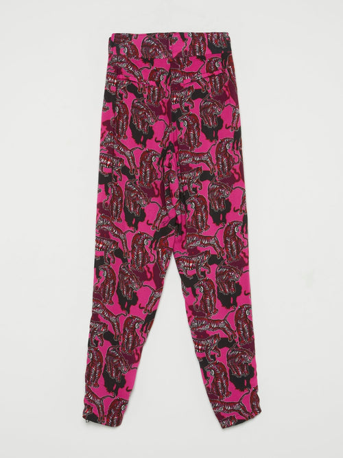 Розовые брюки с изображением тигров