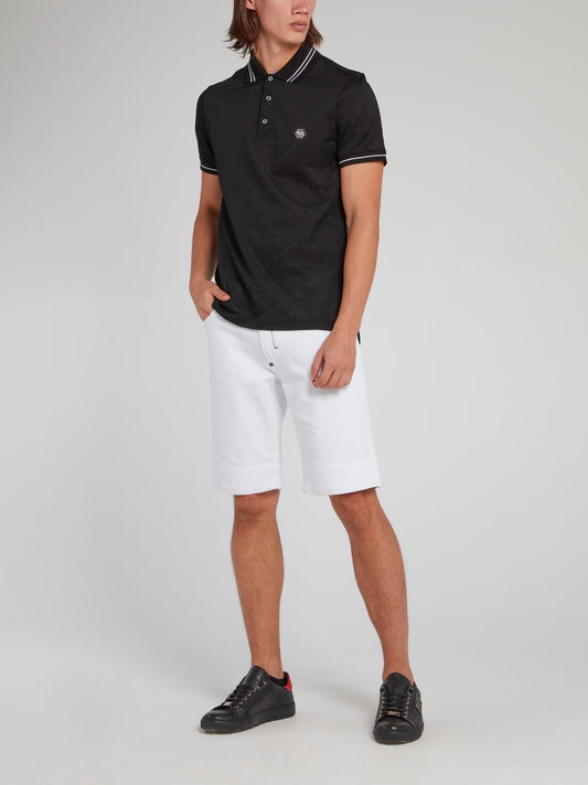 Black Rear Skull Print Polo Shirt